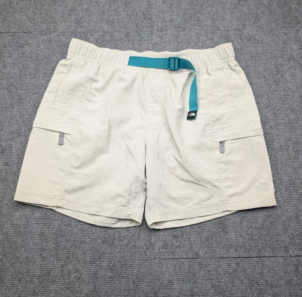 The North Face Class V Belted Shorts Mens Large Gray Cargo Outdoor Lined Hybrid